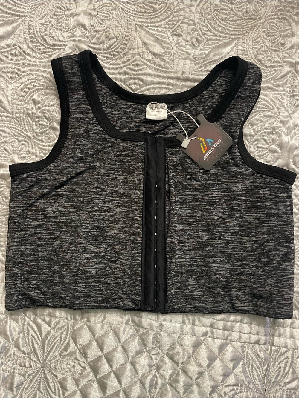 Sporty Front-Zip Black Heather Crop Top